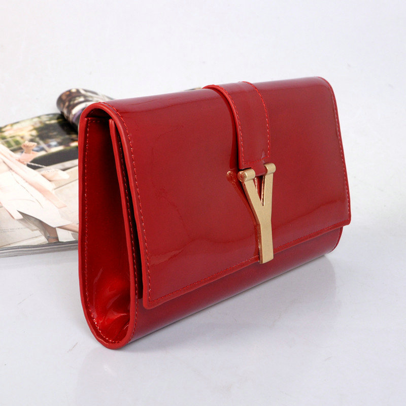 YSL belle de jour original patent leather clutch 30318 red